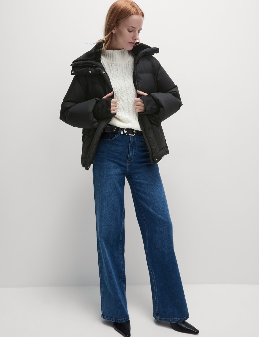 Feather Down Puffer Jacket M S Collection M S