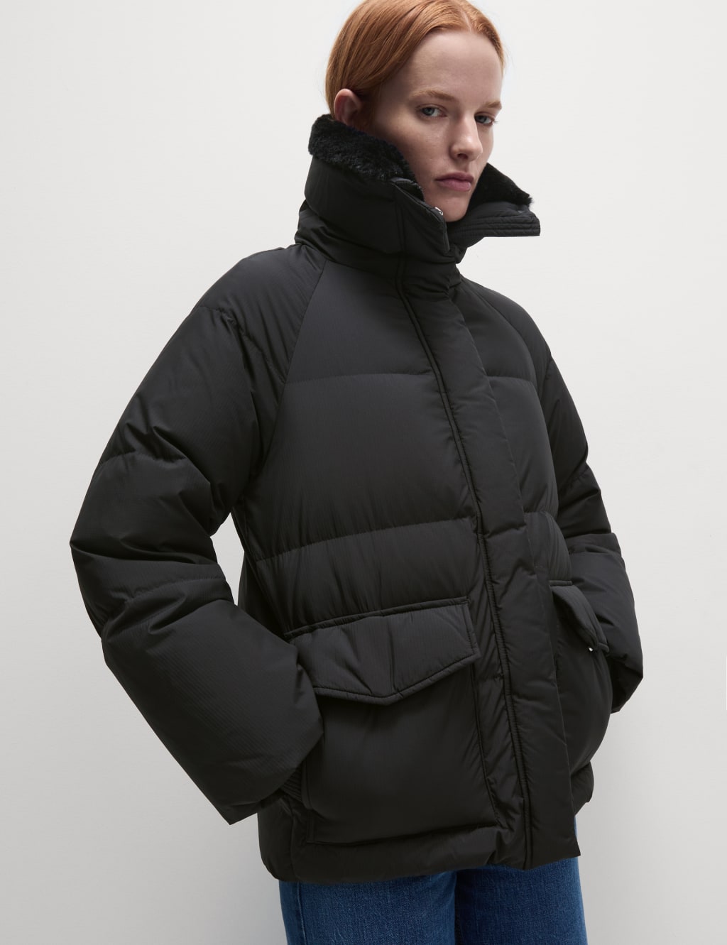 Feather Down Puffer Jacket M S Collection M S