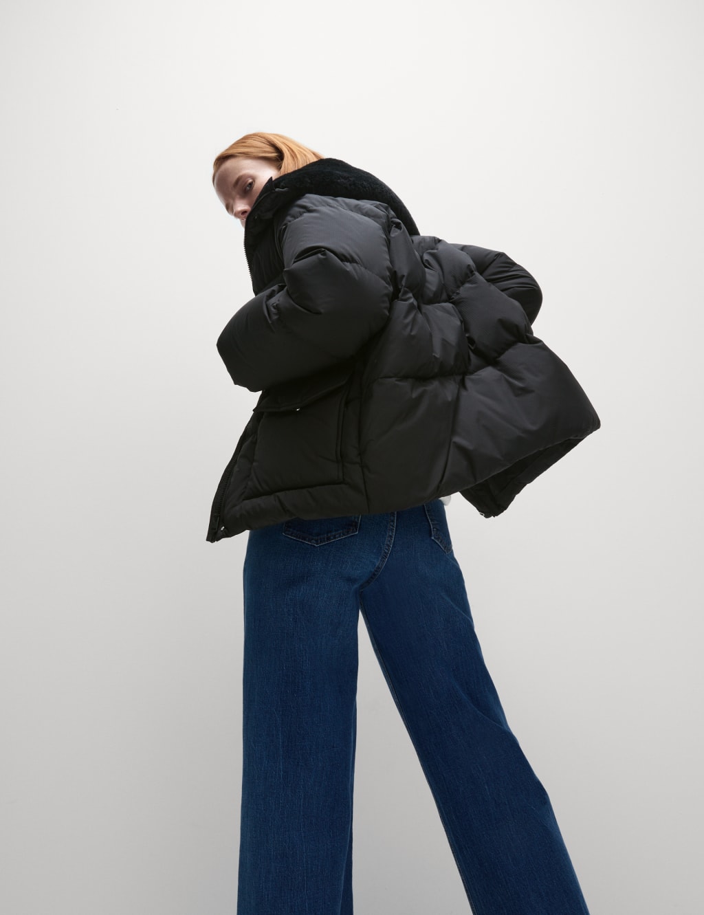 Feather Down Puffer Jacket M S Collection M S