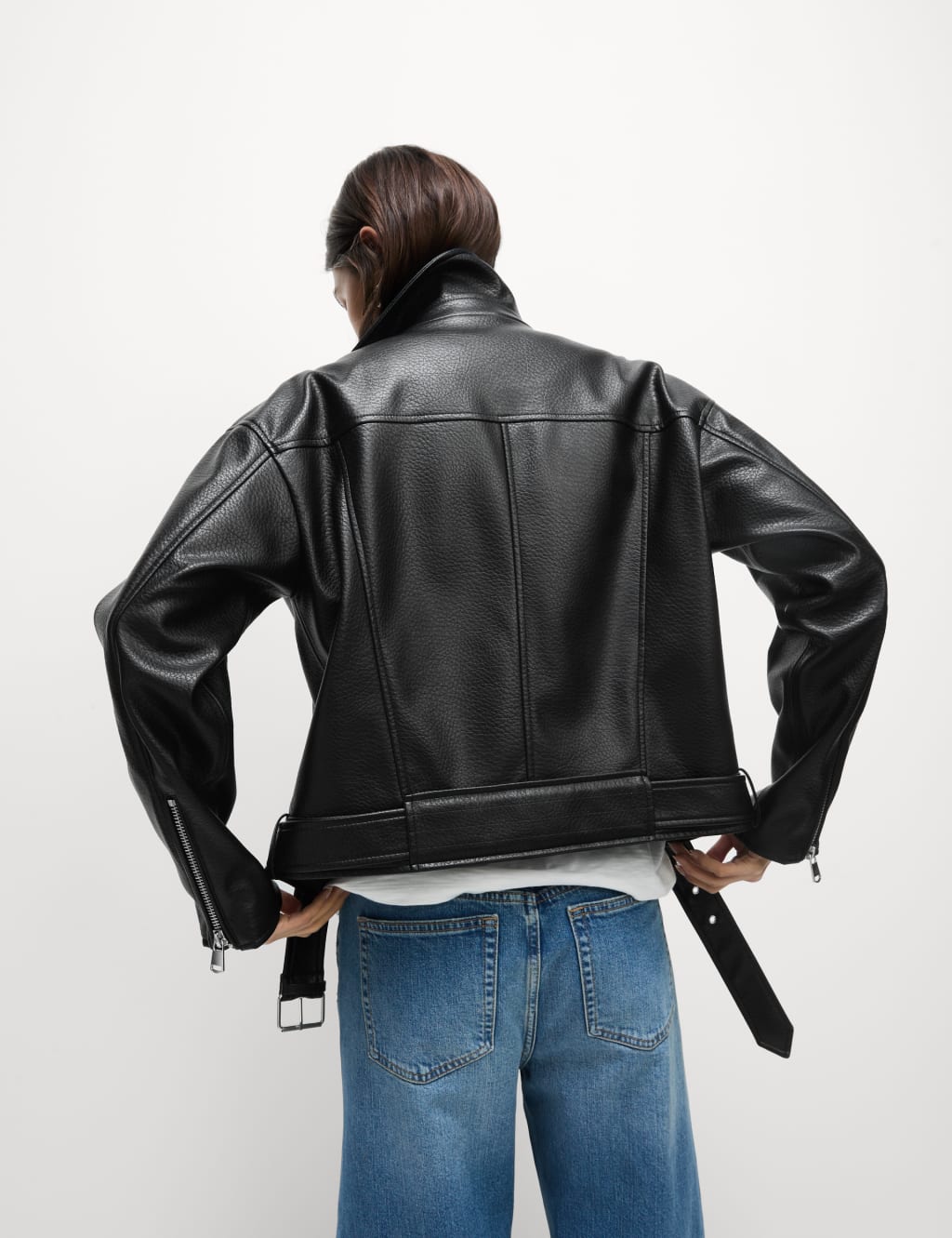 Faux Leather Textured Biker Jacket 6 of 7