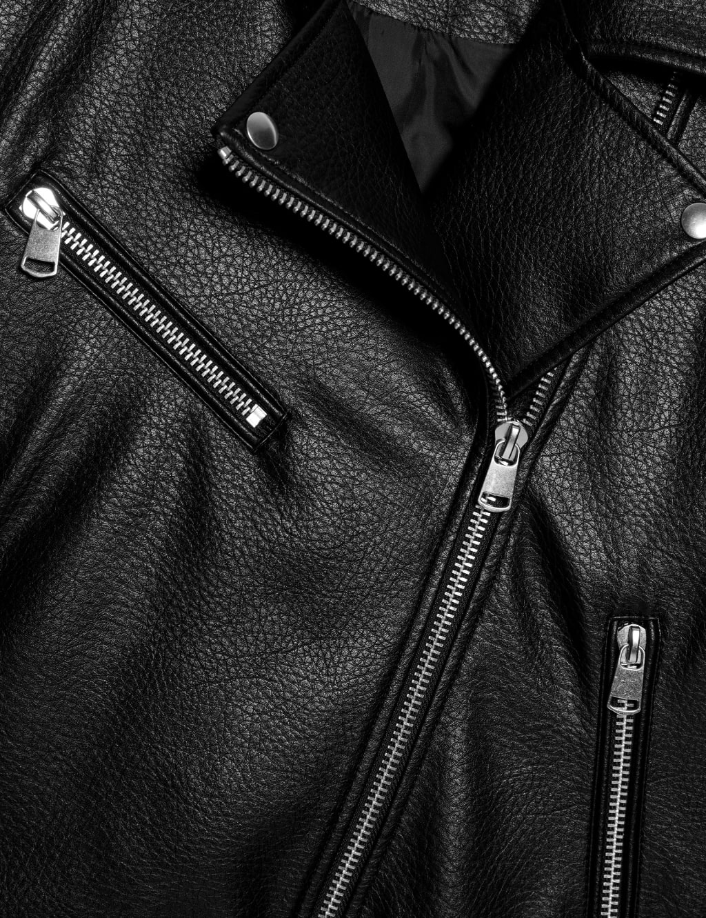 Faux Leather Textured Biker Jacket 7 of 7