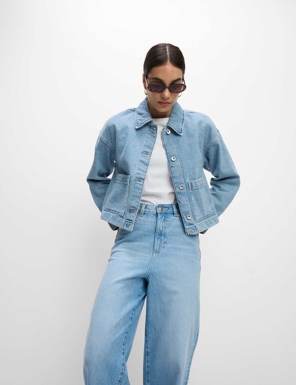 Pure Cotton Denim Cropped Shacket 3 of 8