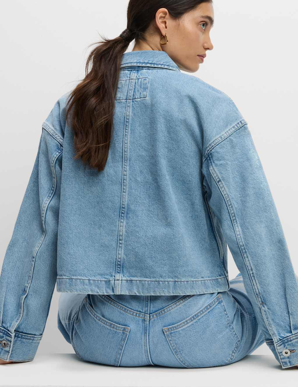 Pure Cotton Denim Cropped Shacket 5 of 8