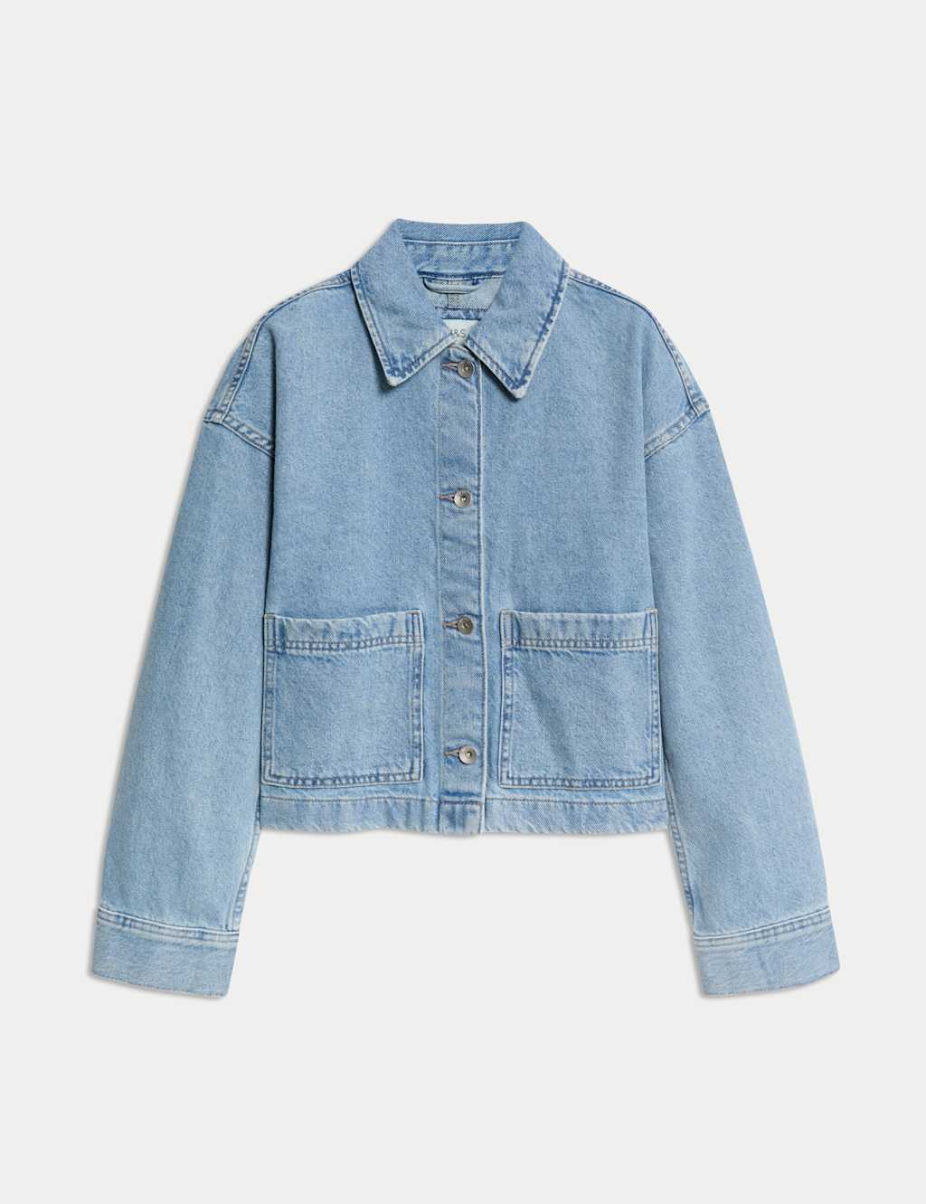 Pure Cotton Denim Cropped Shacket 2 of 8