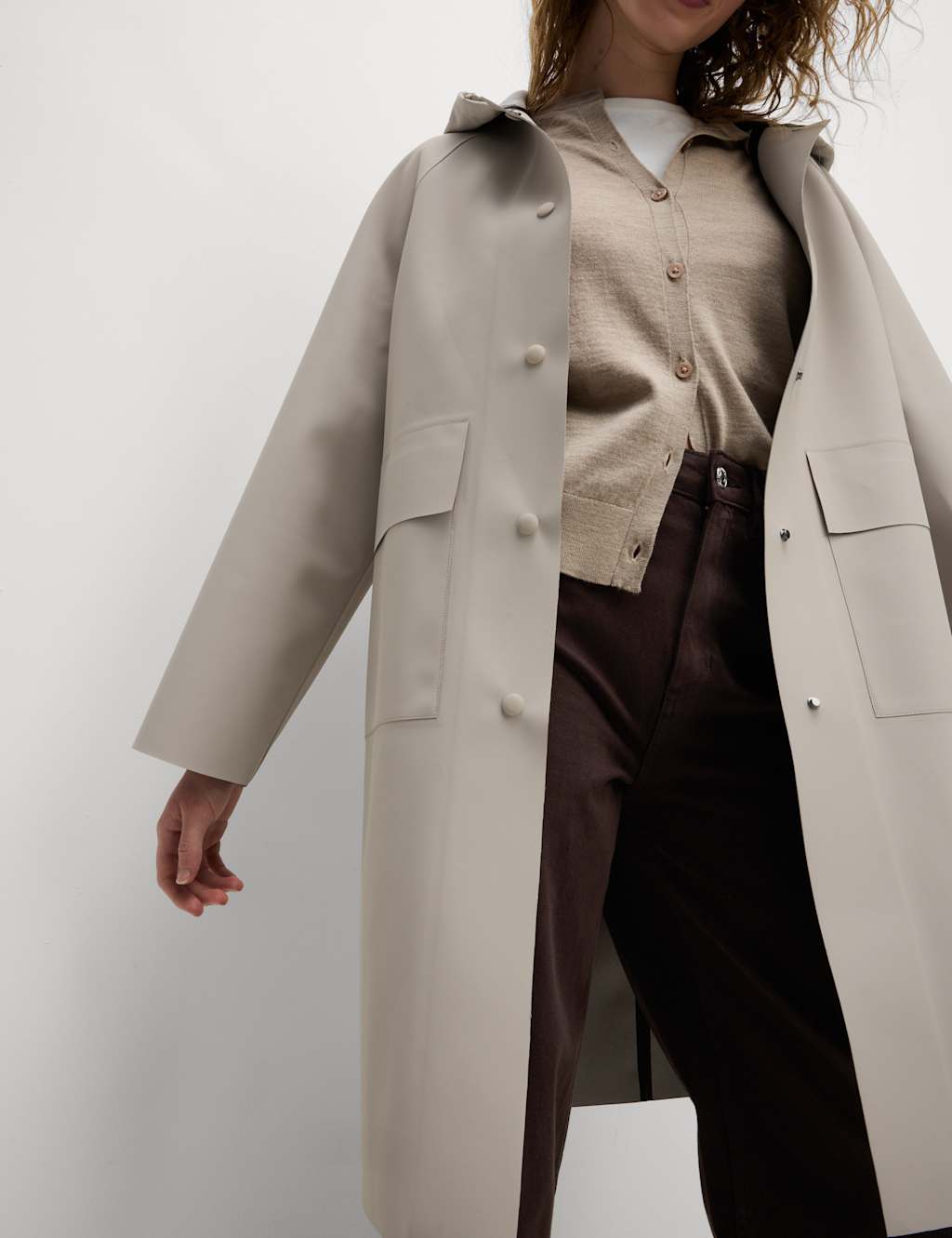 Rubber Hooded Clean Longline Parka Coat 3 of 8