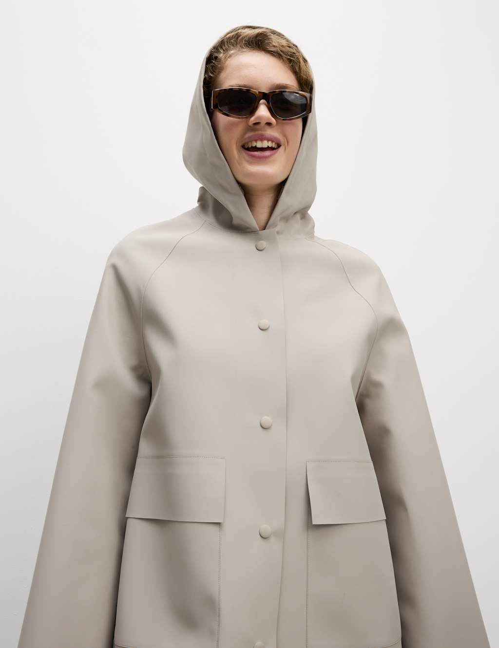 Rubber Hooded Clean Longline Parka Coat 6 of 8