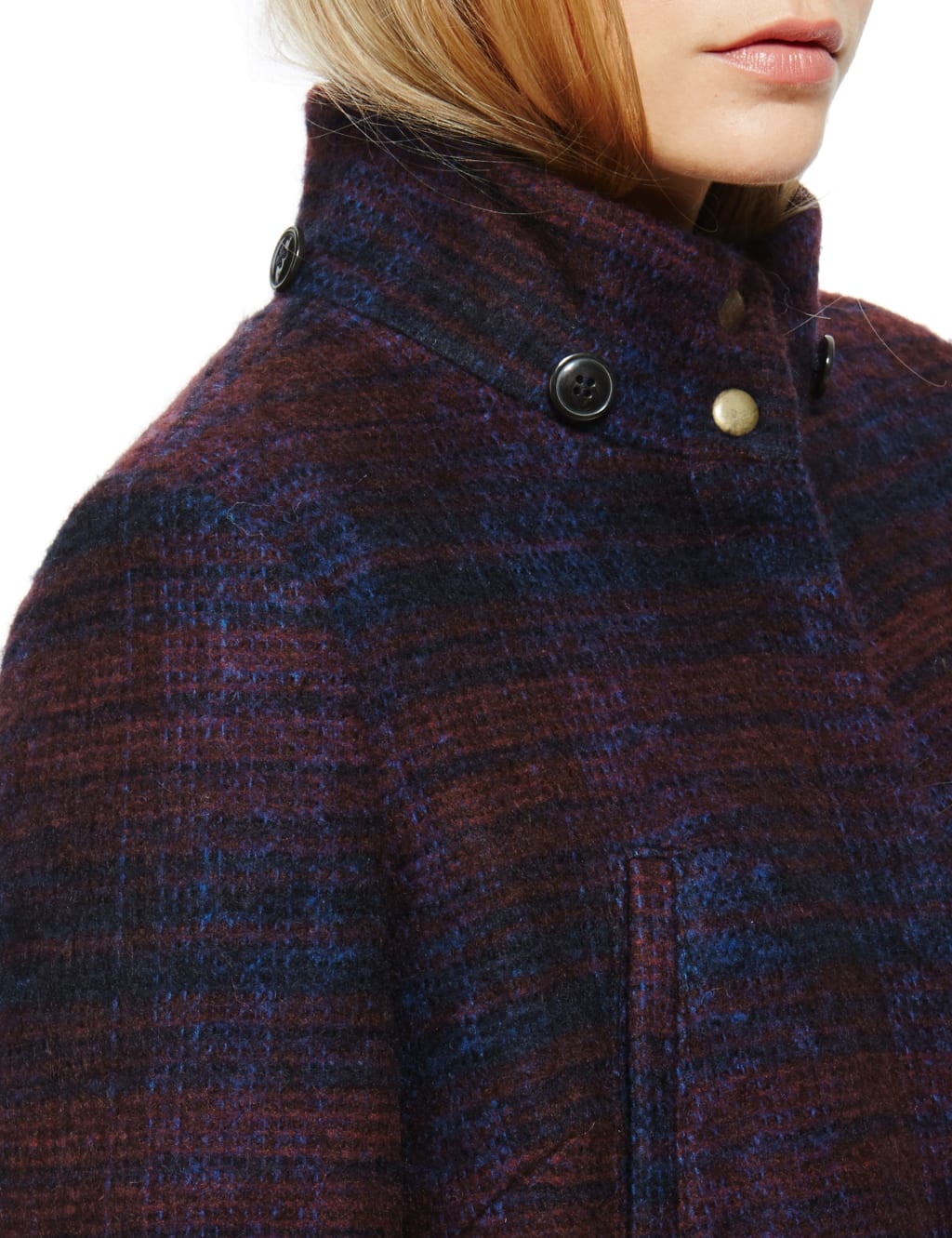 Checked Hooded Duffle Coat with Wool 4 of 4