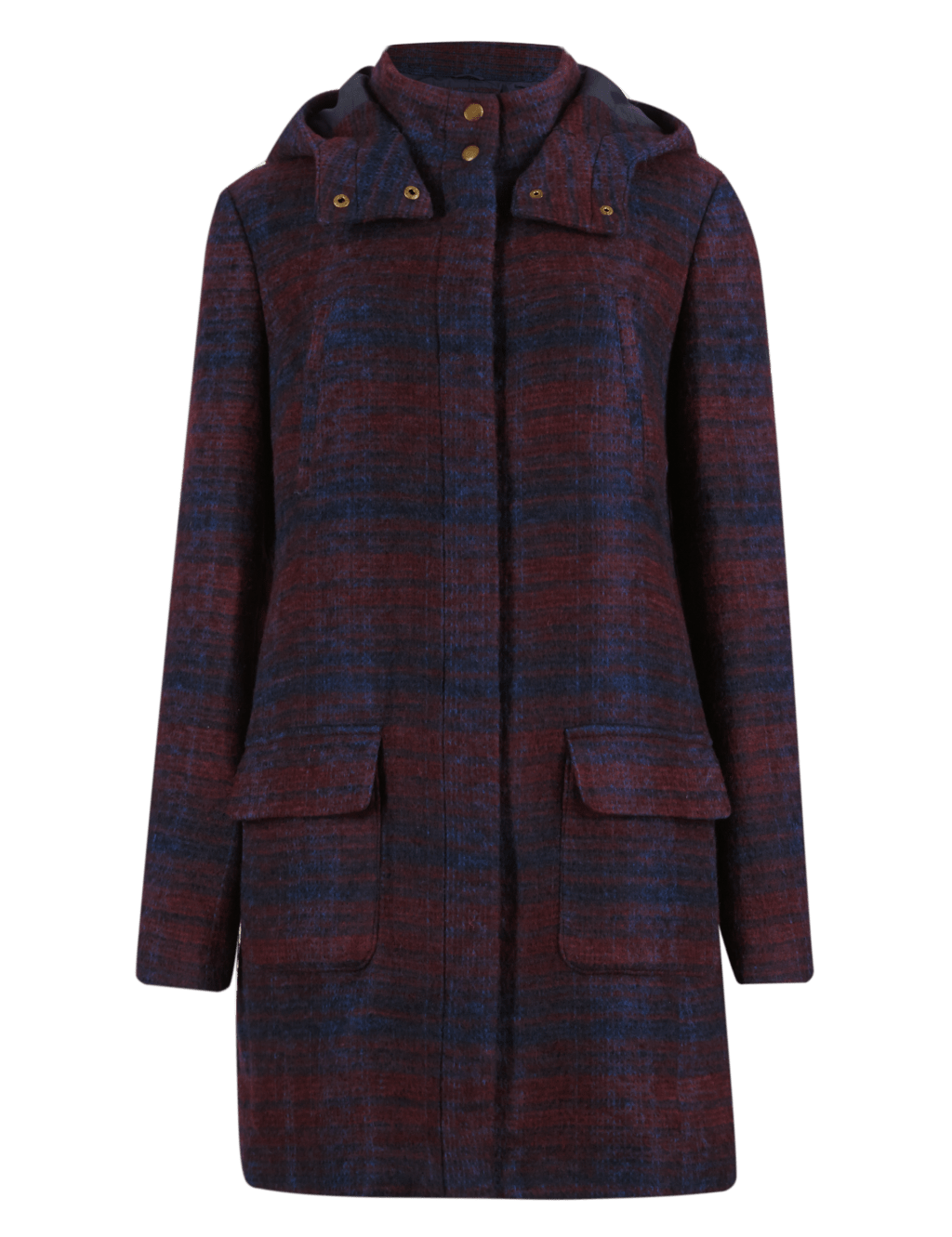 Checked Hooded Duffle Coat with Wool 2 of 4