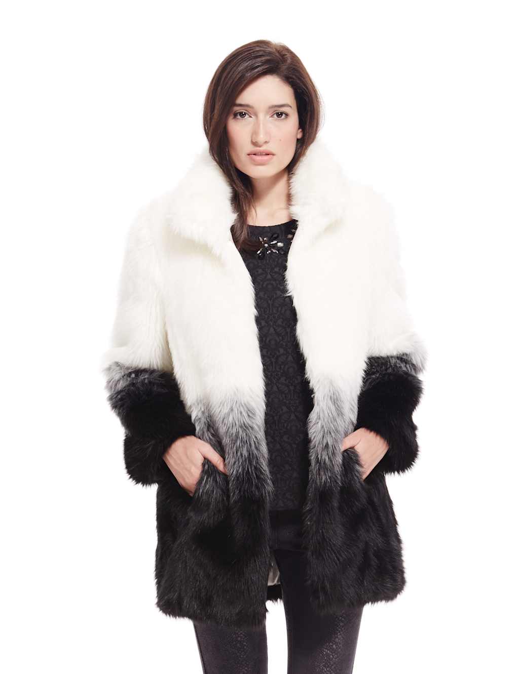 Faux Fur Ombre Effect Coat 1 of 4