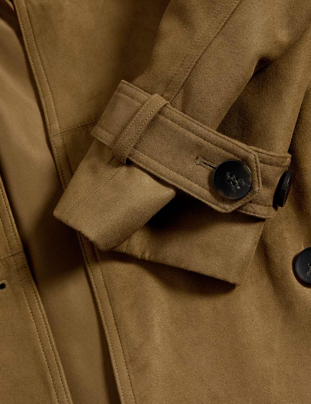 Double Breasted Longline Suedette Trench Coat 8 of 8
