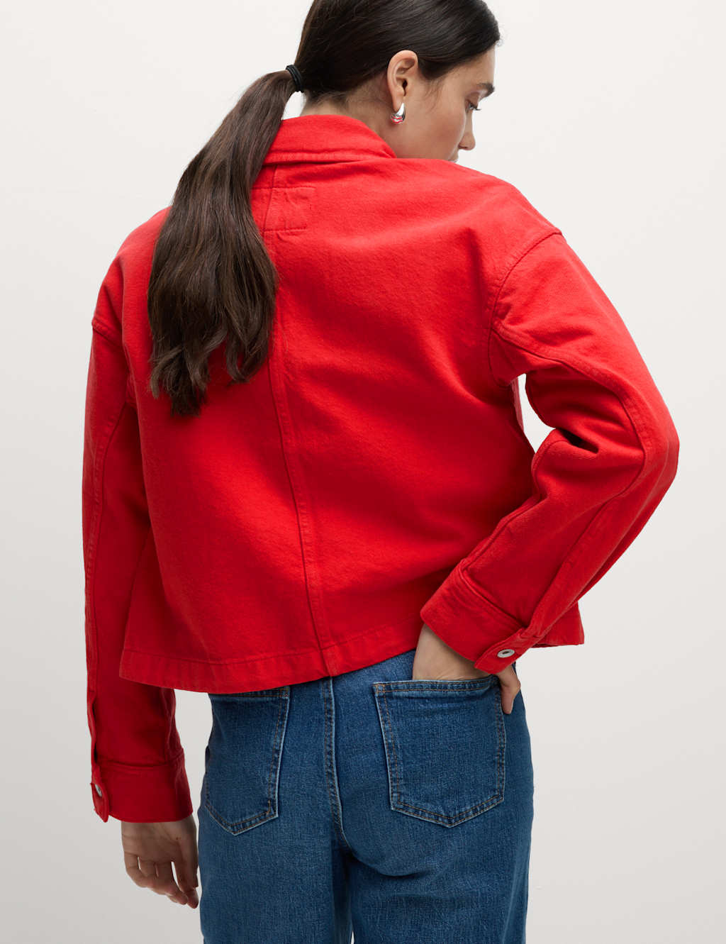 Pure Cotton Cropped Denim Shacket 5 of 7