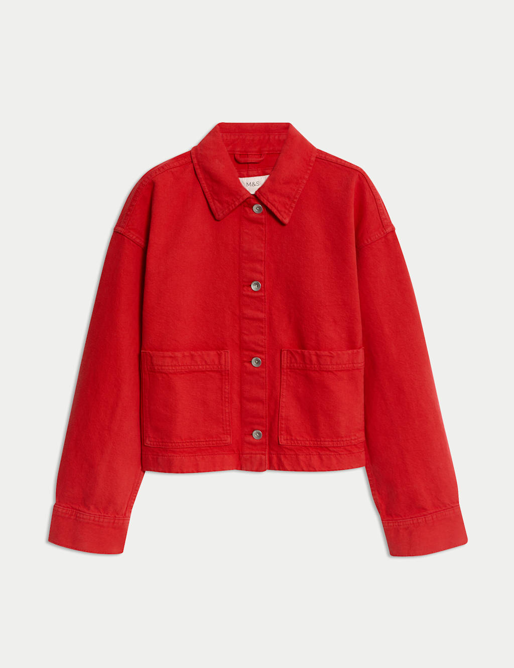 Pure Cotton Cropped Denim Shacket 2 of 7