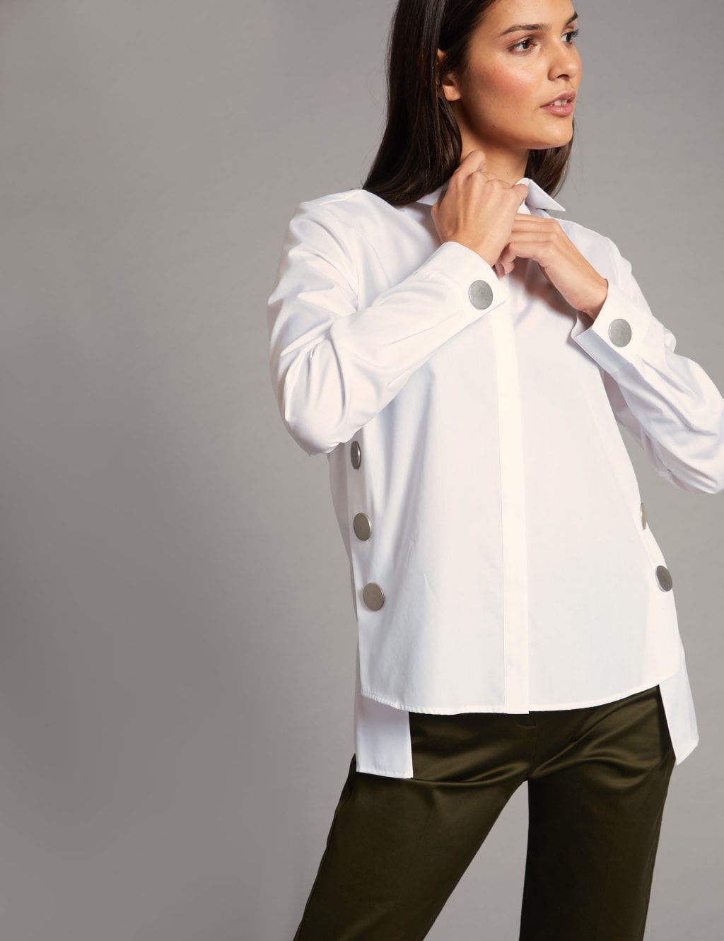 Pure Cotton Button Detail Long Sleeve Shirt 1 of 5