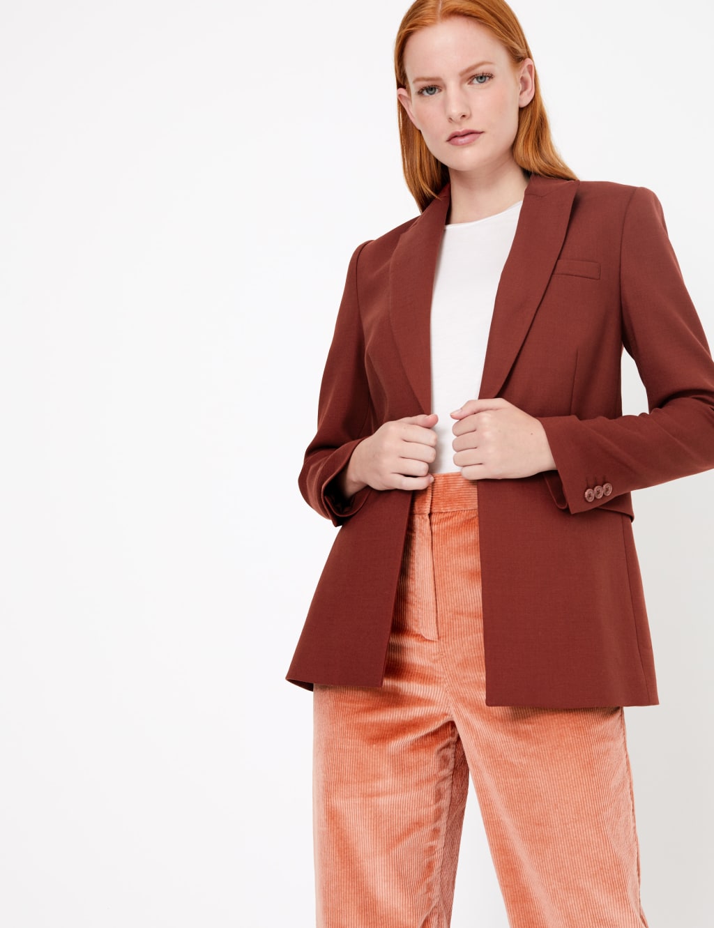 Wool Blend Tailored Blazer with Silk 1 of 4