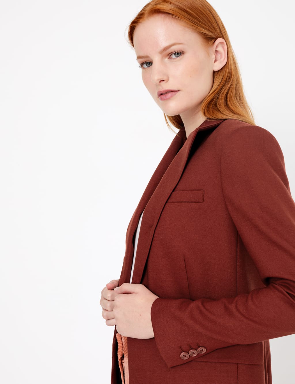 Wool Blend Tailored Blazer with Silk 3 of 4