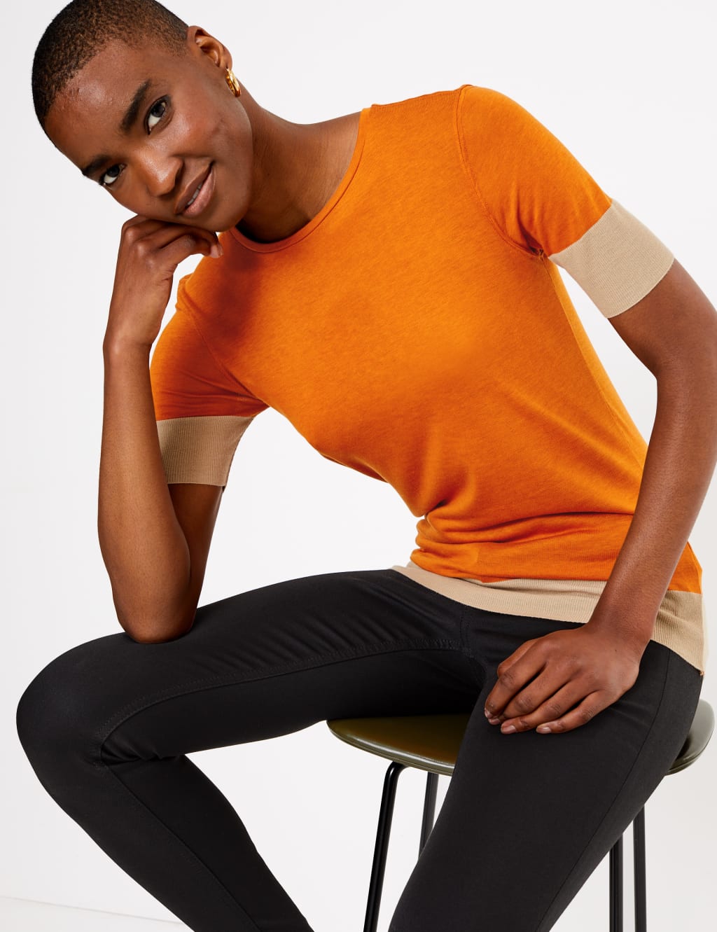 Tencel ™ Colour Block Short Sleeve T-Shirt 1 of 5