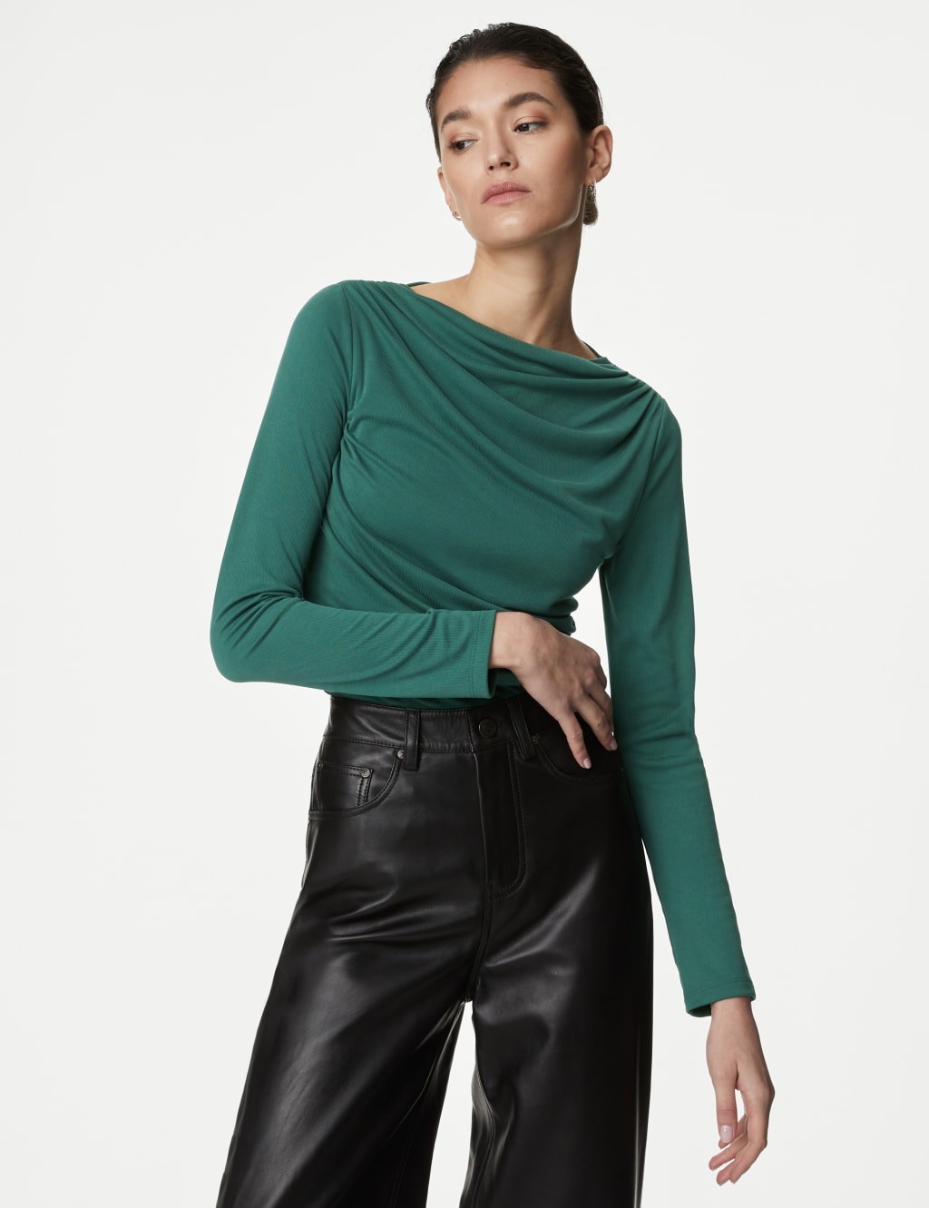 Jersey Draped Fitted Top 3 of 6