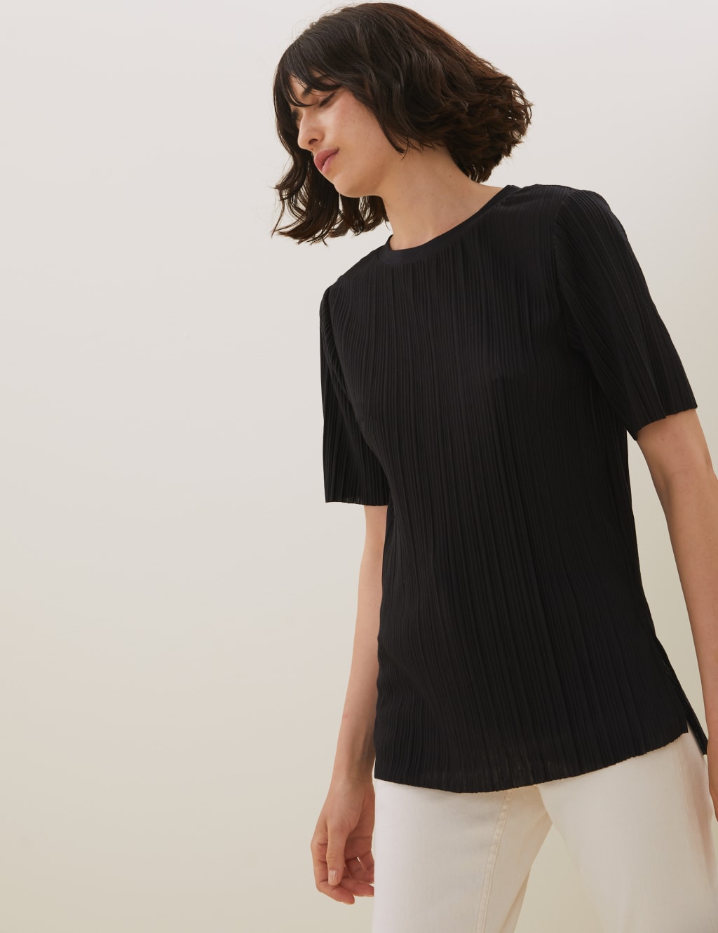Jersey Plisse Relaxed Short Sleeve Top 3 of 5