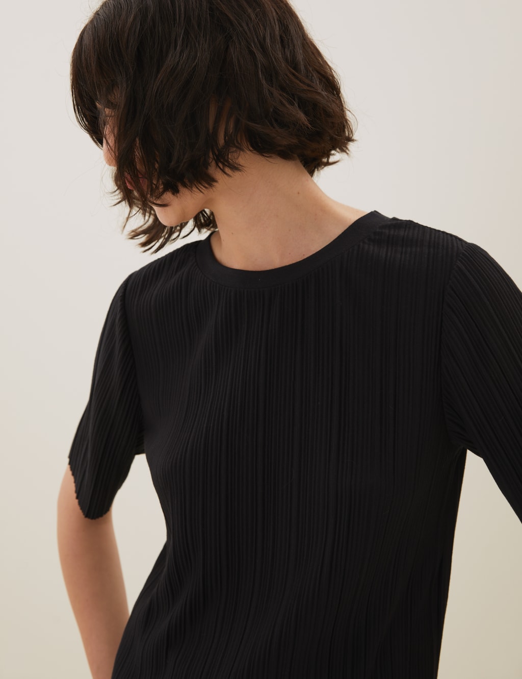 Jersey Plisse Relaxed Short Sleeve Top 4 of 5