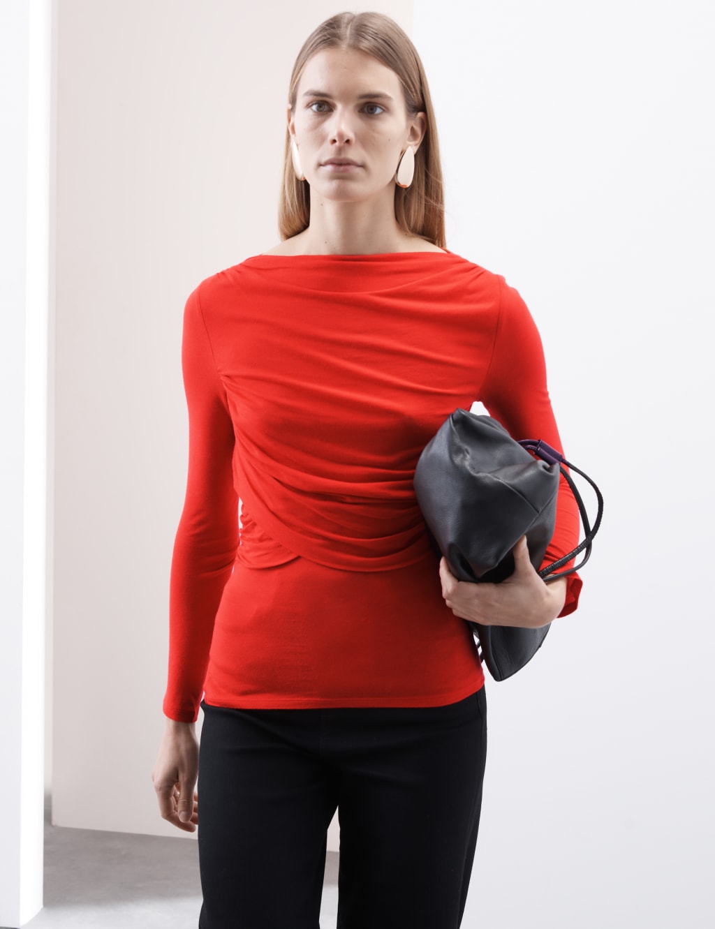 Slash Neck Wrap Front Top With Silk 1 of 5