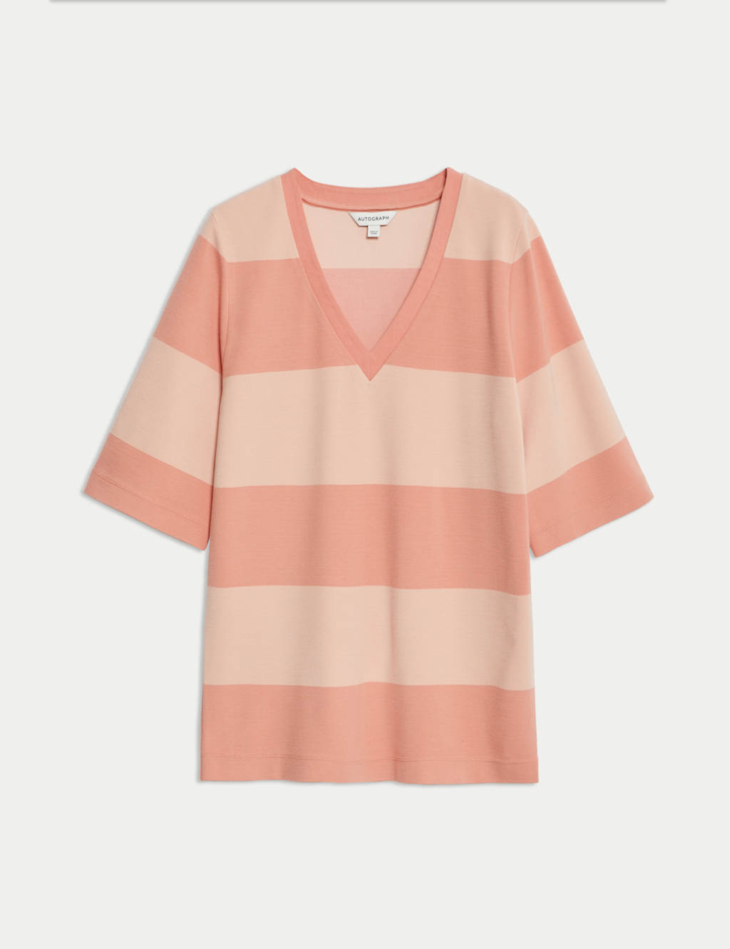 Viscose Rich Striped V-neck T-shirt 2 of 5