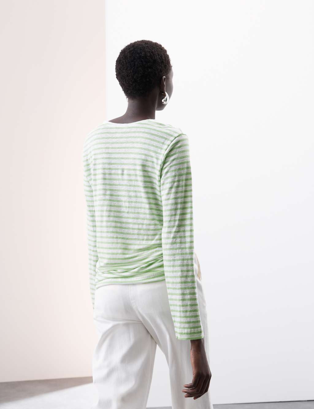 Pure Linen Striped V-Neck Top 4 of 4
