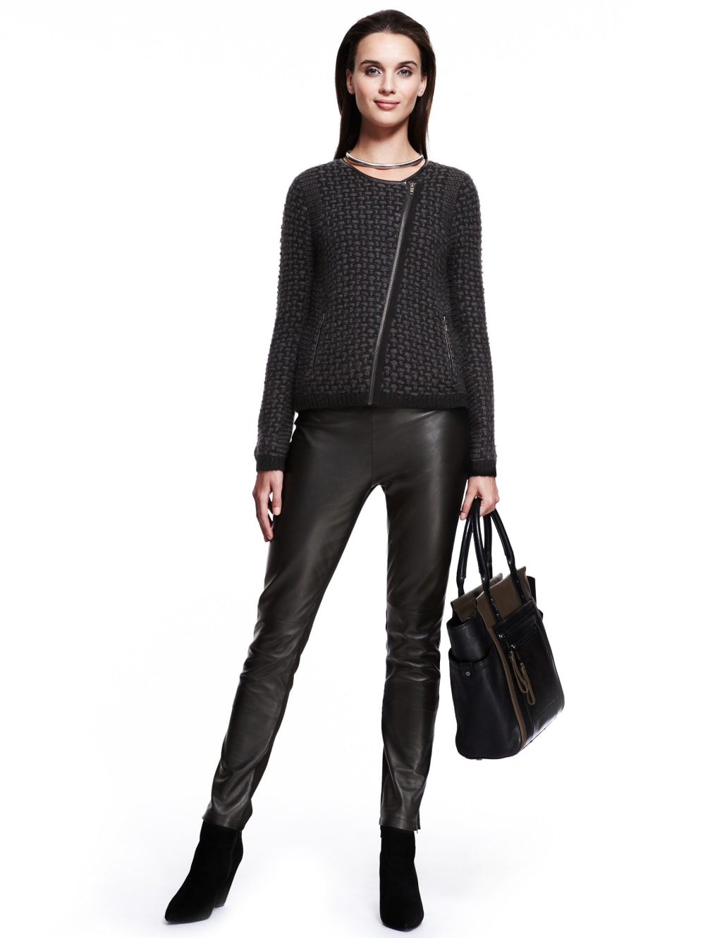 Stab Stitched Biker Jacket with Wool 3 of 4