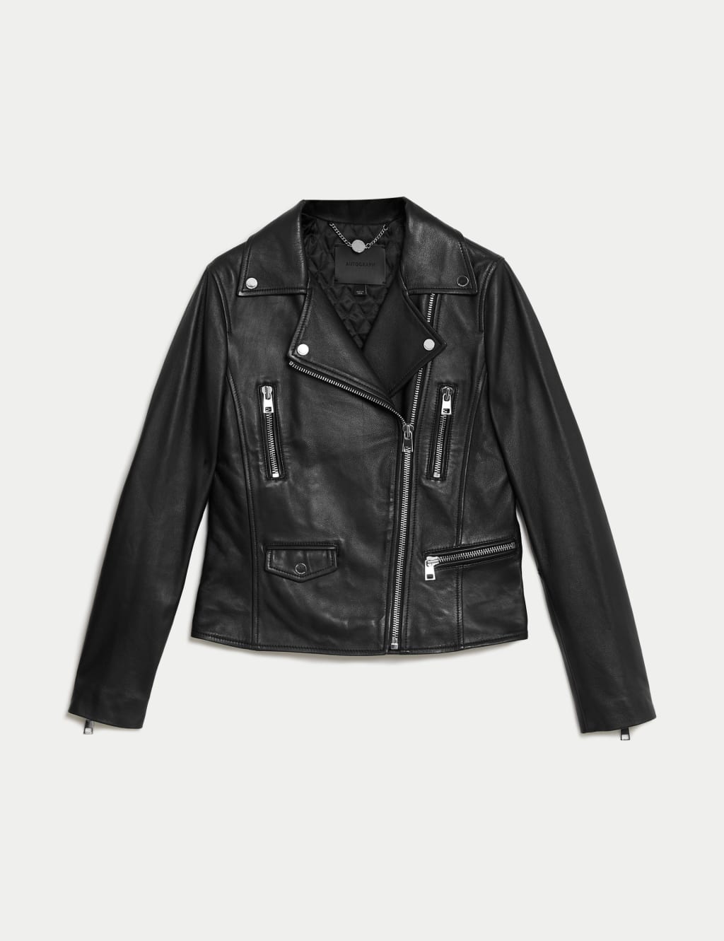 Leather Biker Jacket Autograph M S