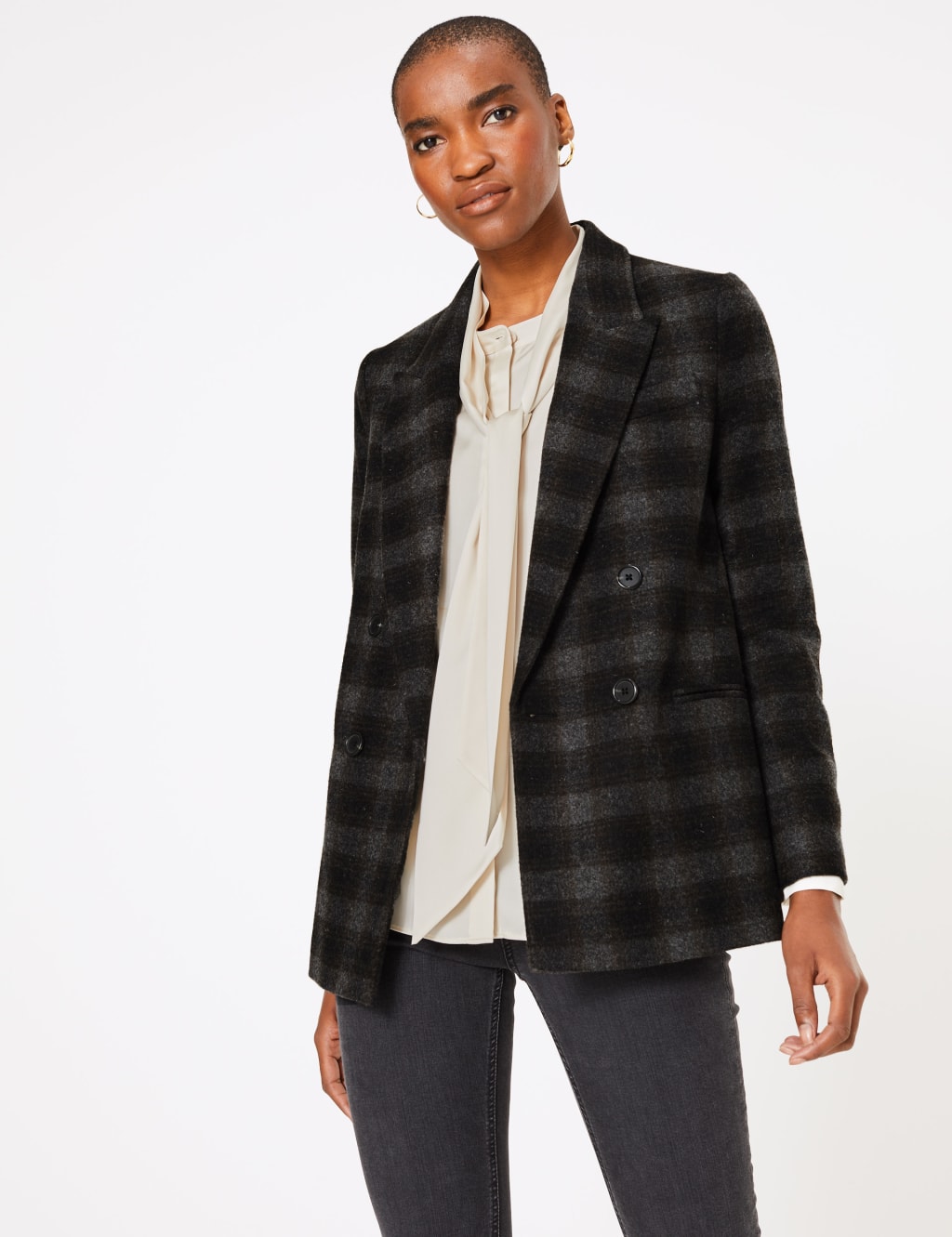 M&s checked blazer discount