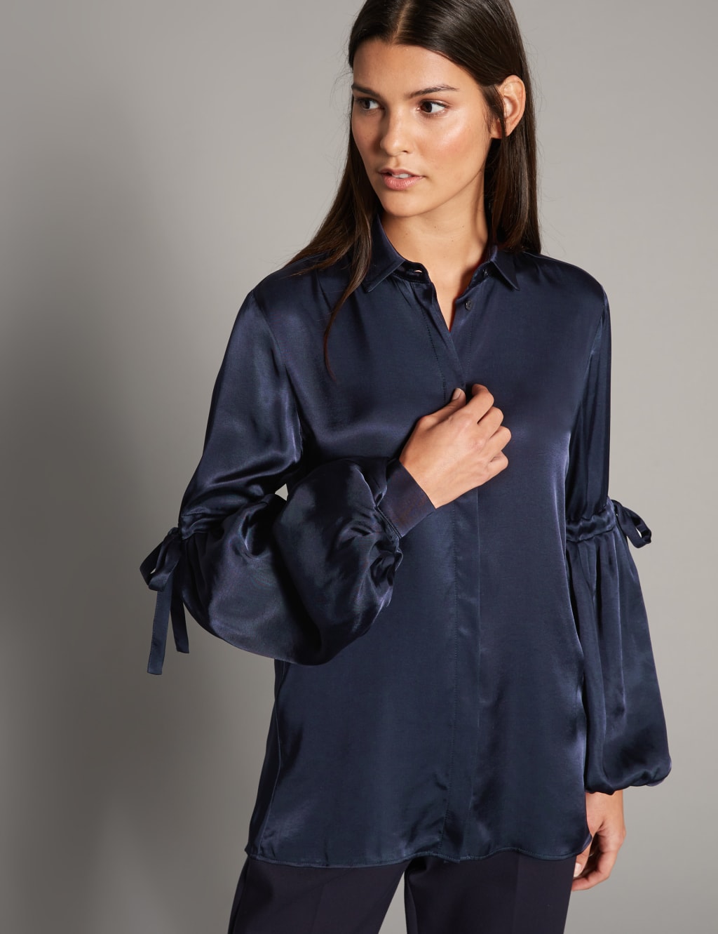 Satin Bell Sleeve Shirt 1 of 5
