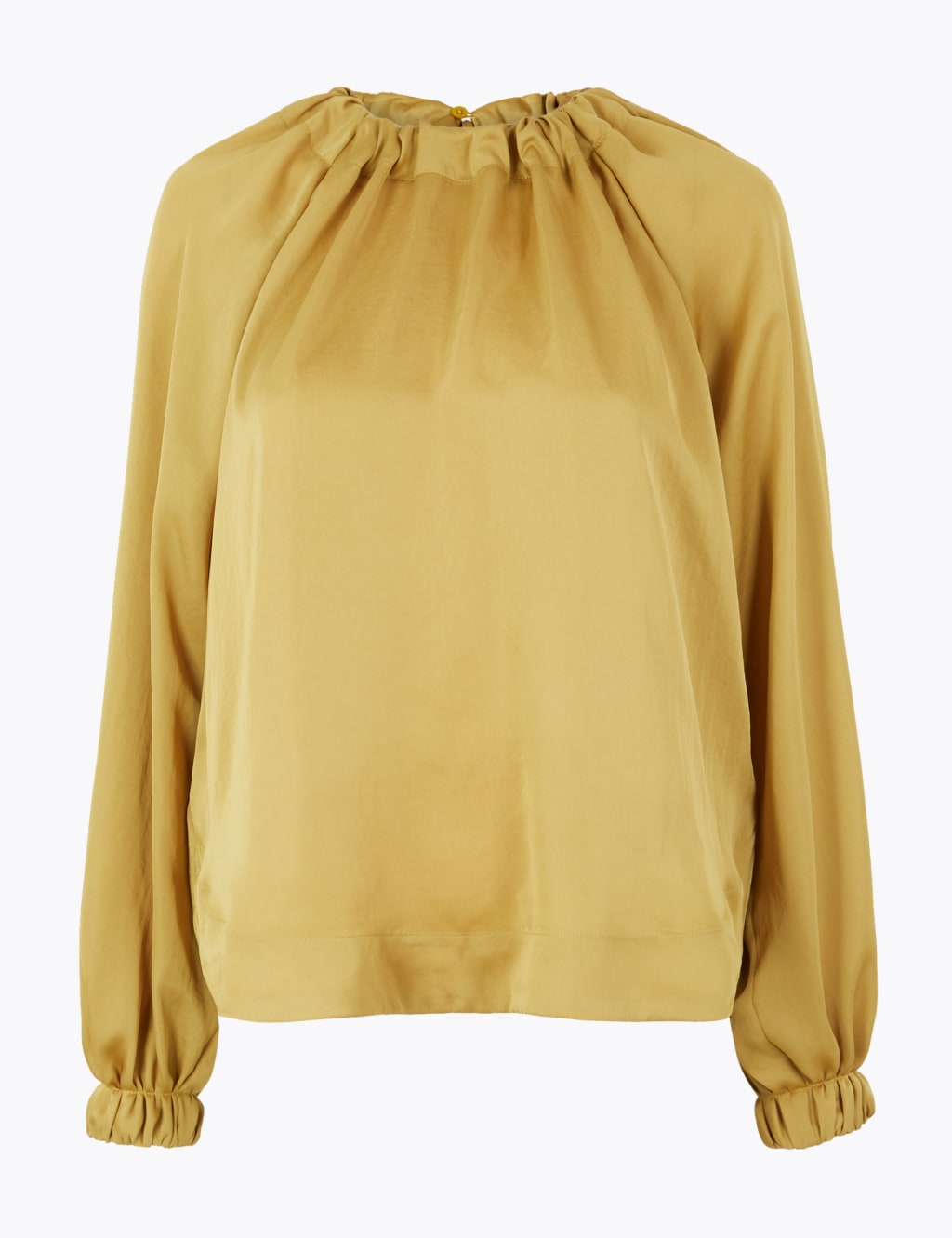 Satin Gathered Neck Oversized Blouse Autograph M S