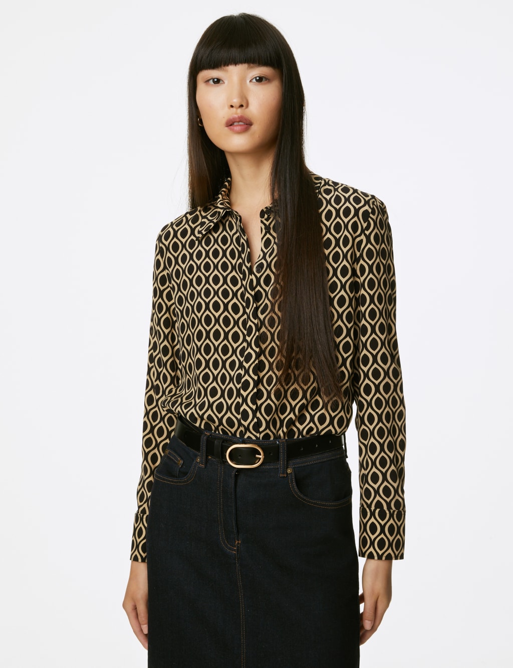 商品画像：INK DYED STRIPE CUPRO RAYON COLLAR ZIPPER SHIRT – THE SHOP 4