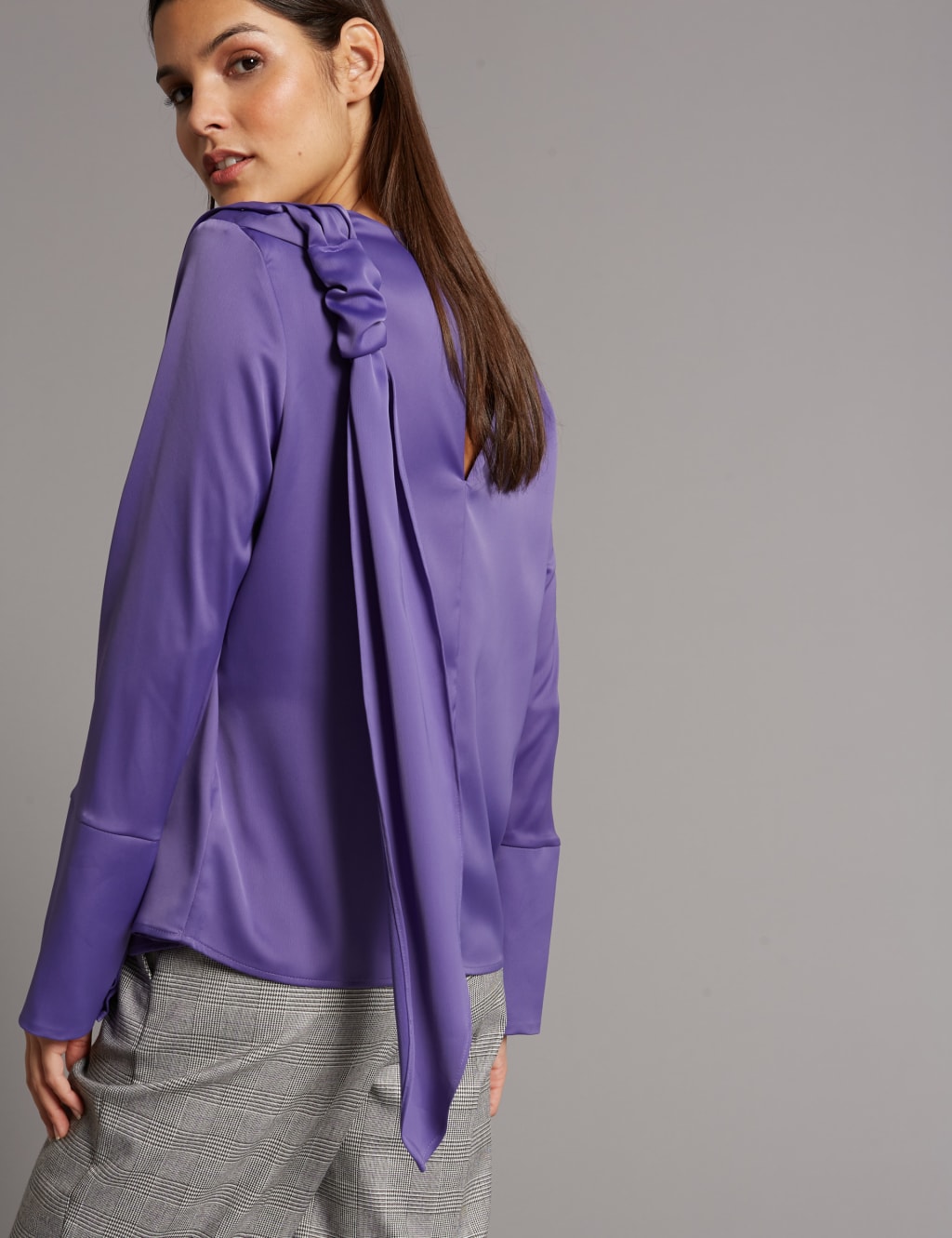 Drape Shoulder Long Sleeve Shell Top 1 of 5