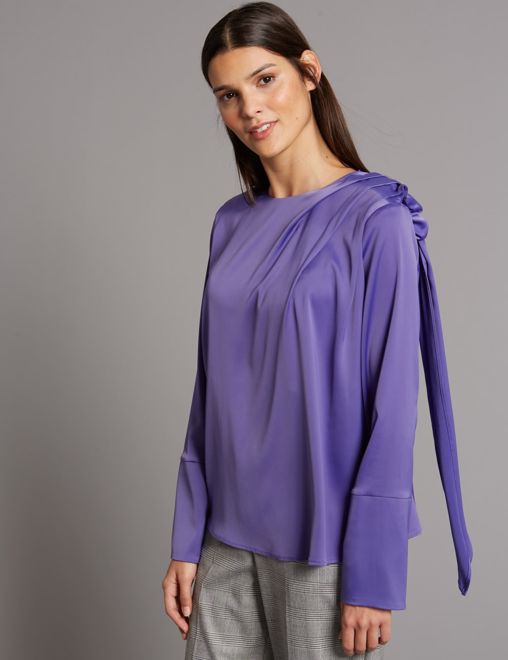 Drape Shoulder Long Sleeve Shell Top 3 of 5