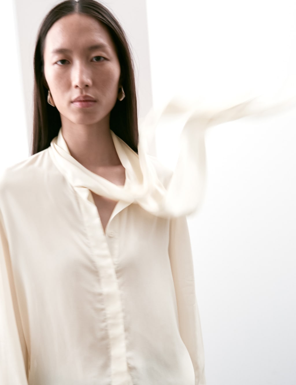 Silk Blend Tie Neck Button Through Blouse 6 of 7