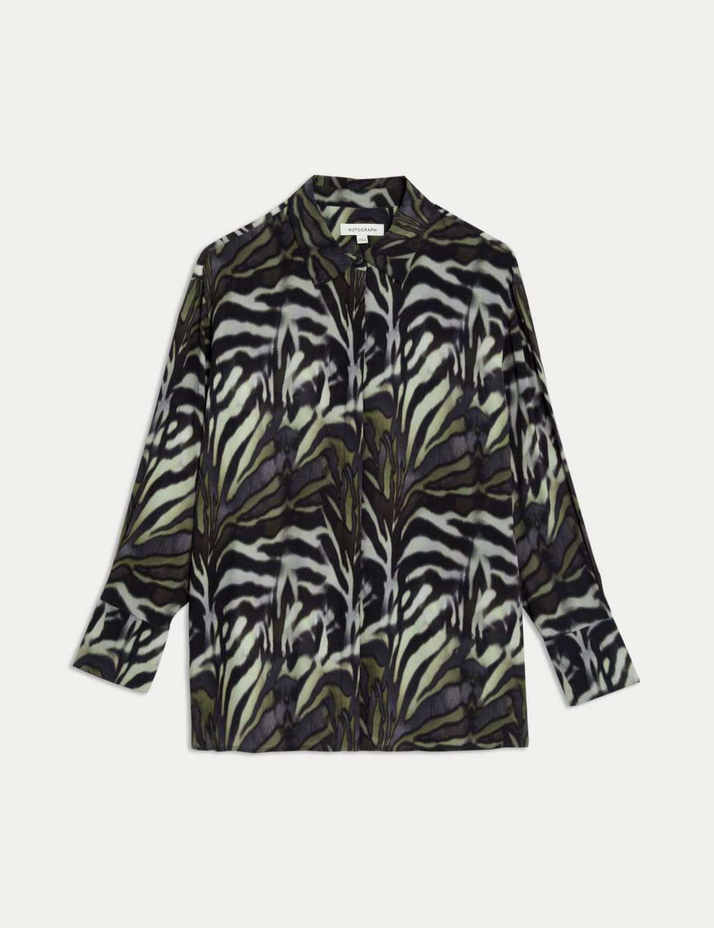 Cupro Rich Animal Print Collared Blouse 2 of 6