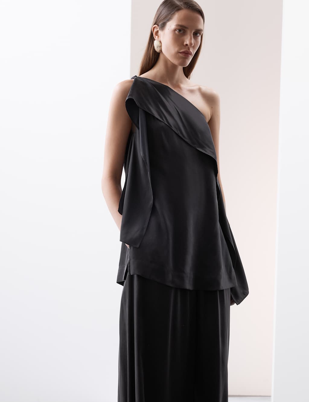 Cupro Rich One Shoulder Longline Top 3 of 7