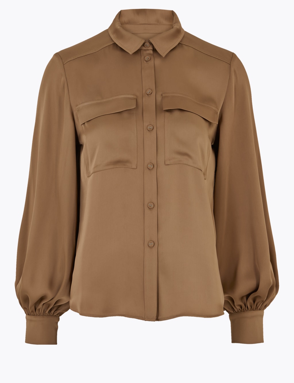 Satin Blouson Sleeve Shirt 2 of 5