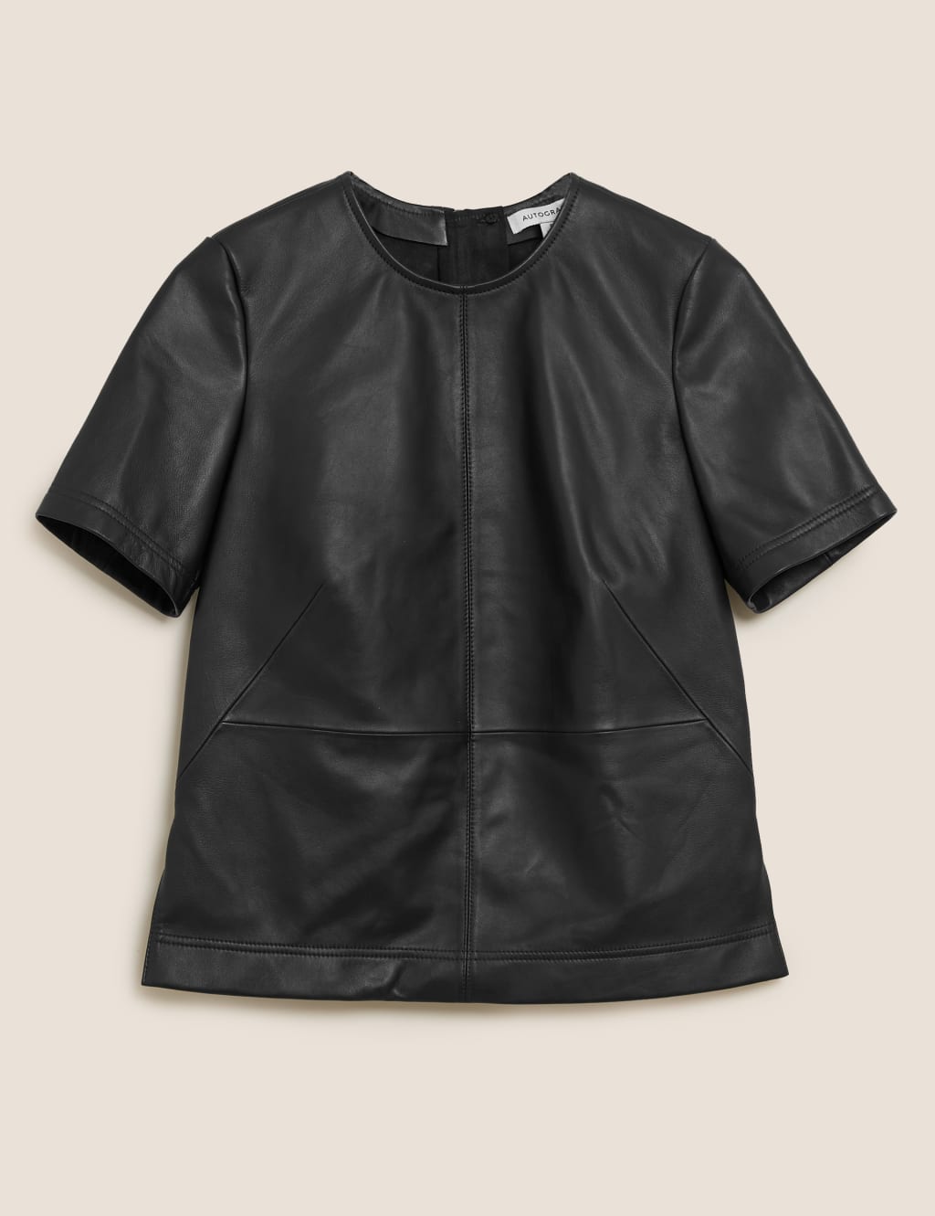 Leather Round Neck Short Sleeve Top 2 of 6
