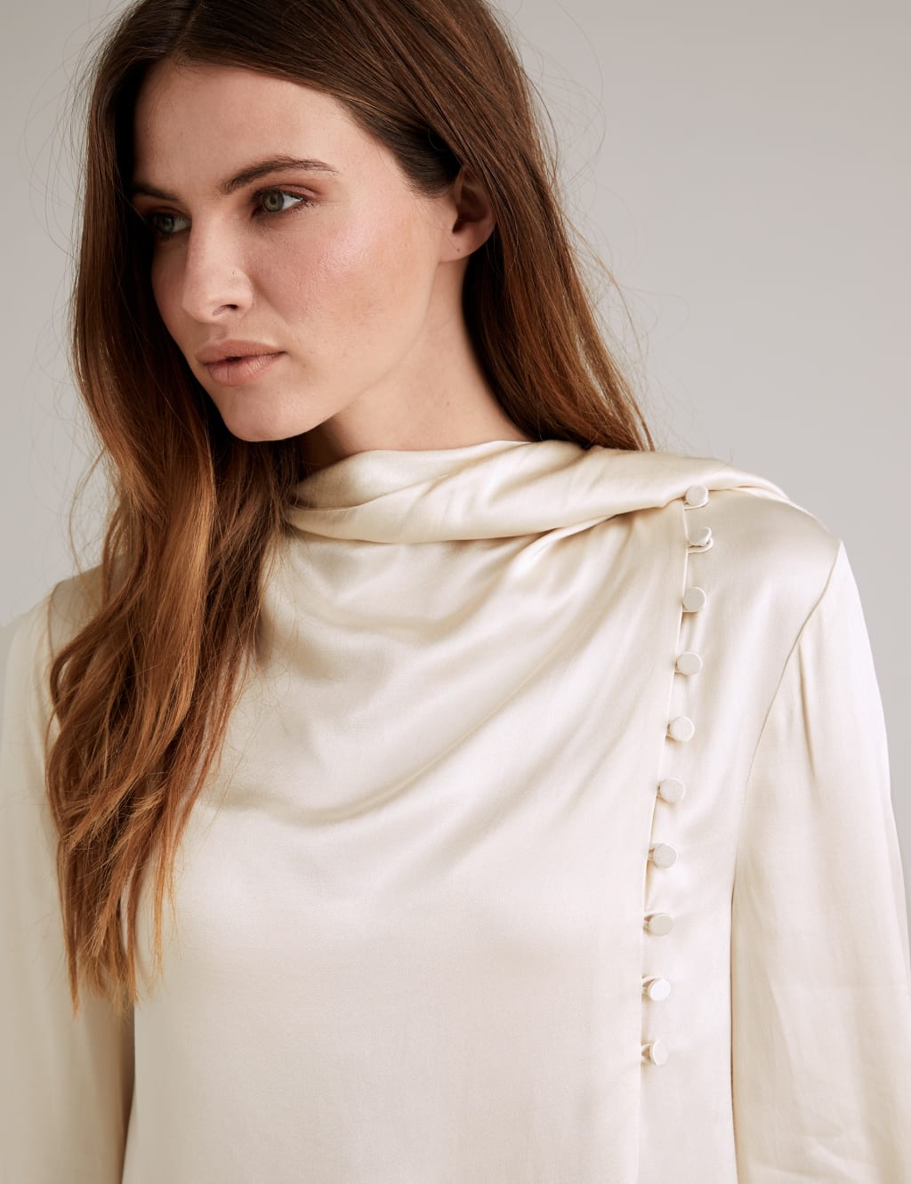Satin Scarf Neck Button Detail Blouse 3 of 6
