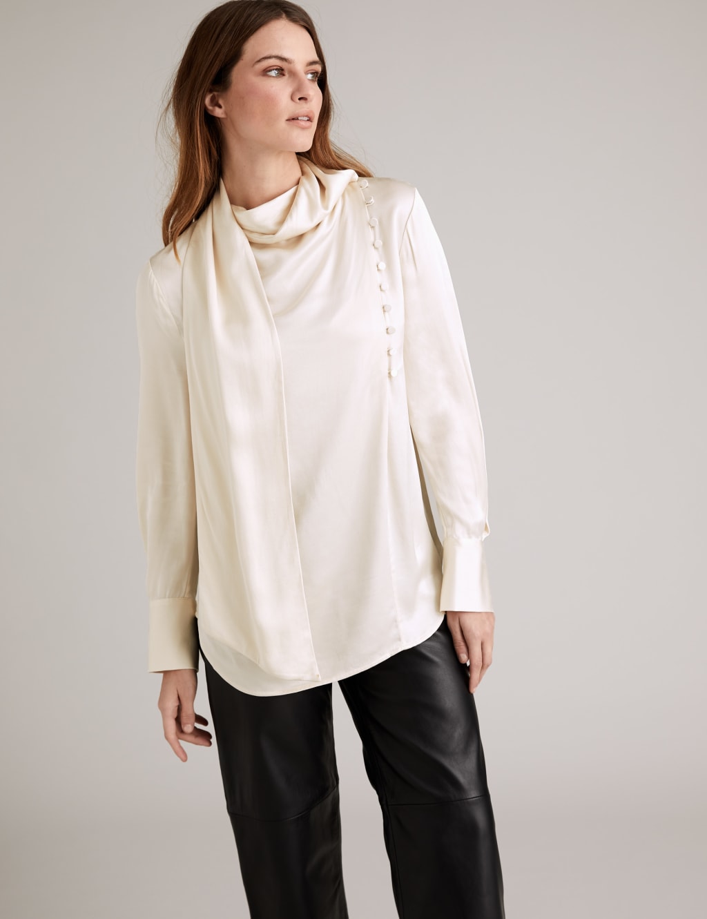 Satin Scarf Neck Button Detail Blouse 4 of 6