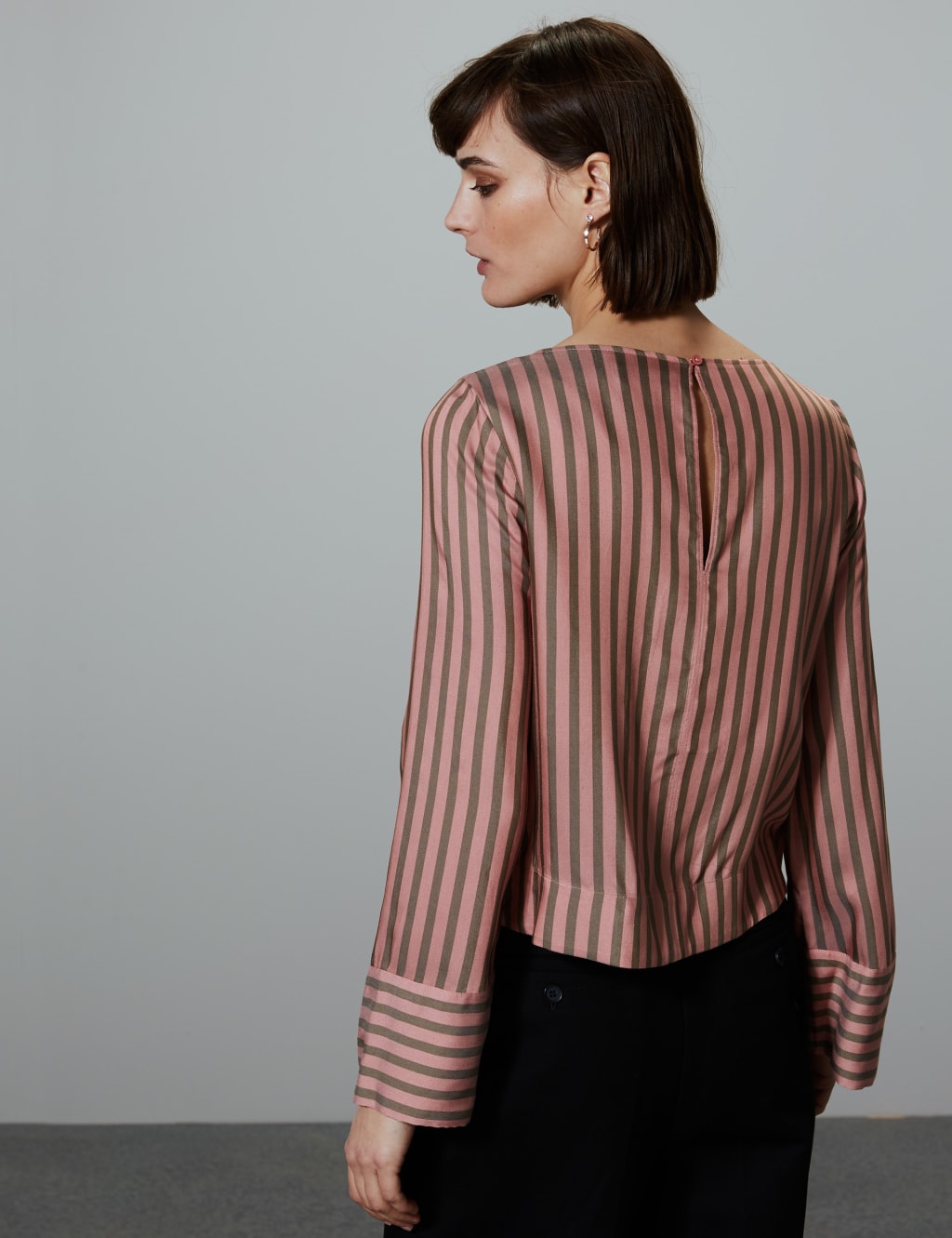 Striped Round Neck Long Sleeve Blouse 4 of 4