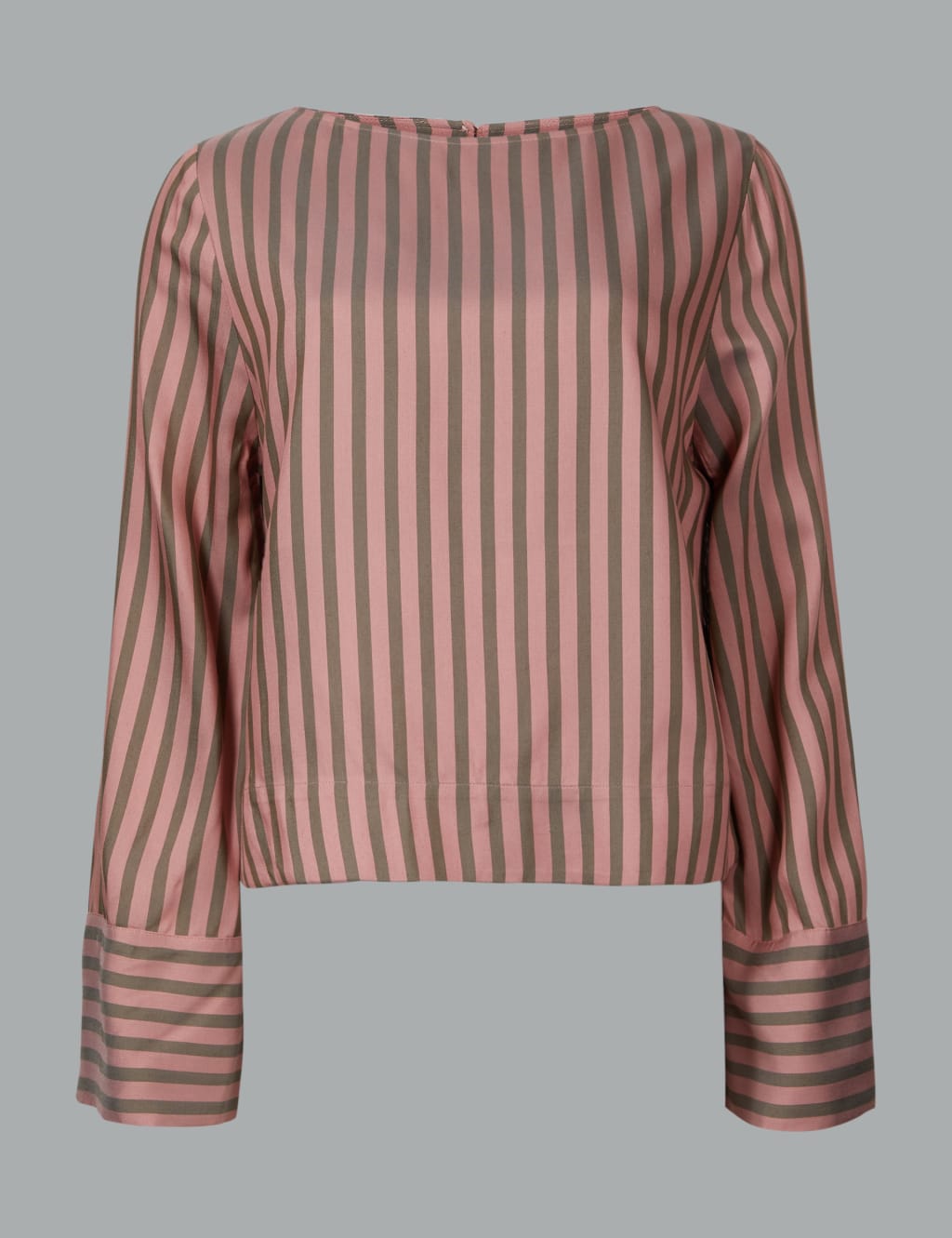 Striped Round Neck Long Sleeve Blouse 2 of 4