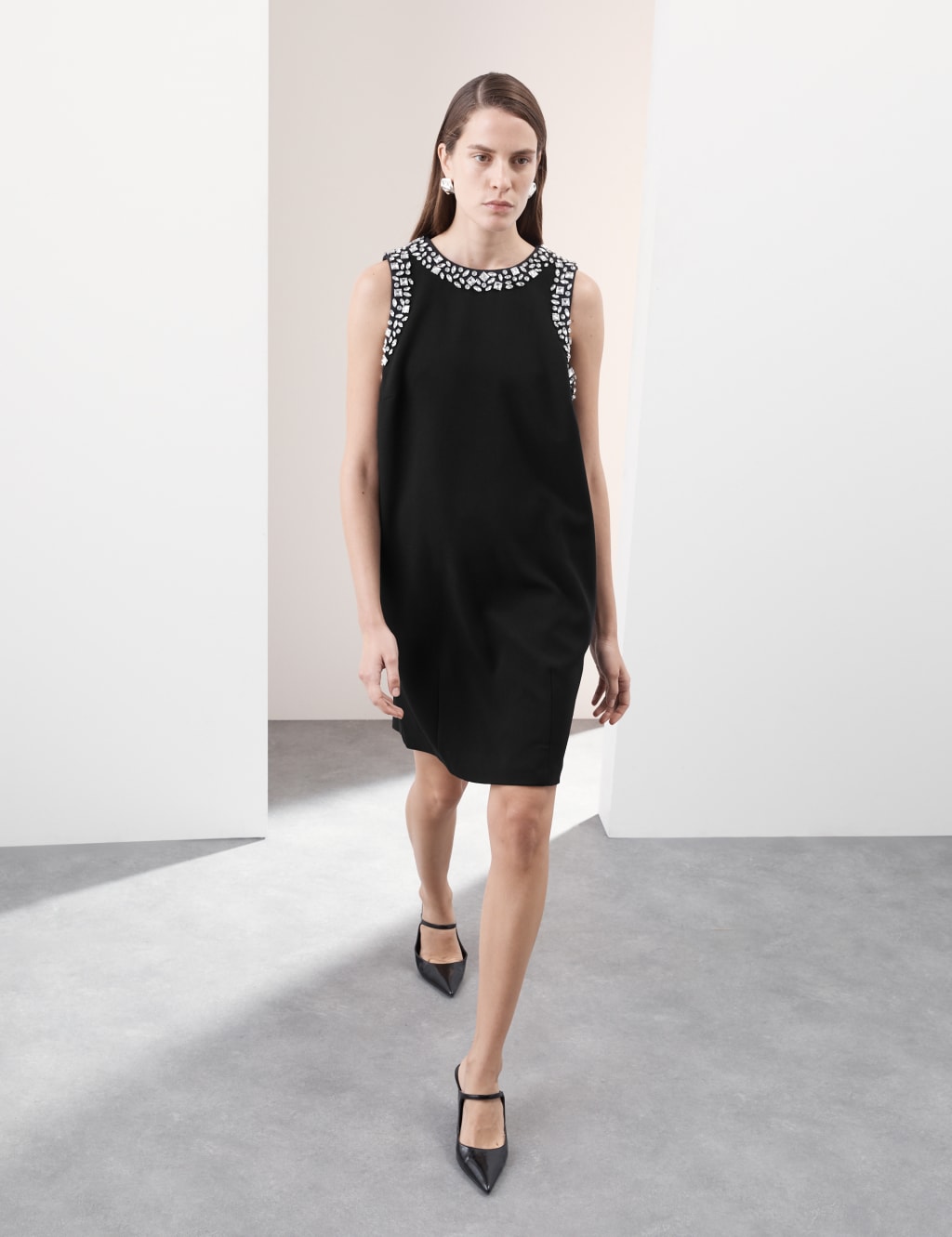 M&s black shift dress sales