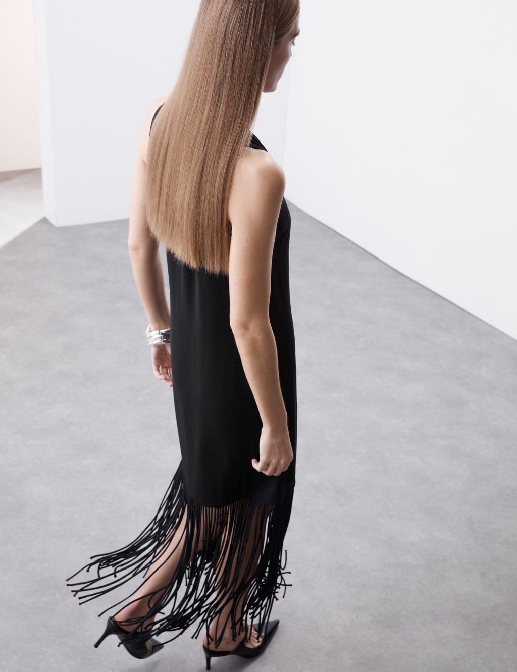 Crepe Tassel Midaxi Column Dress