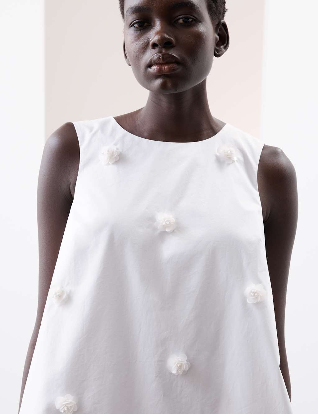 Pure Cotton Embellished Mini Shift Dress 3 of 5