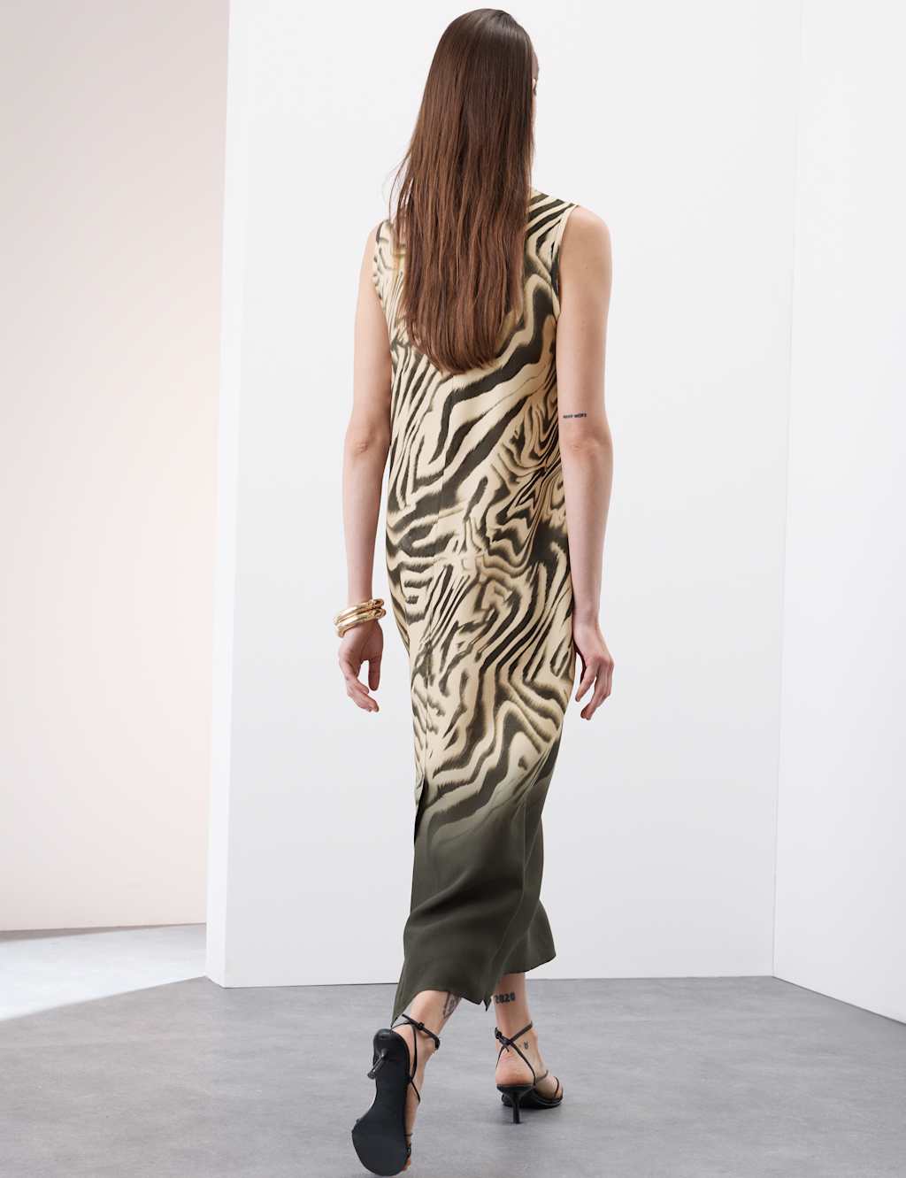 Animal Print Round Neck Midi Column Dress 4 of 6