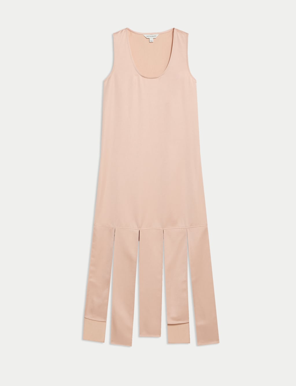 Satin Scoop Neck Tassel Midi Dress 2 of 7