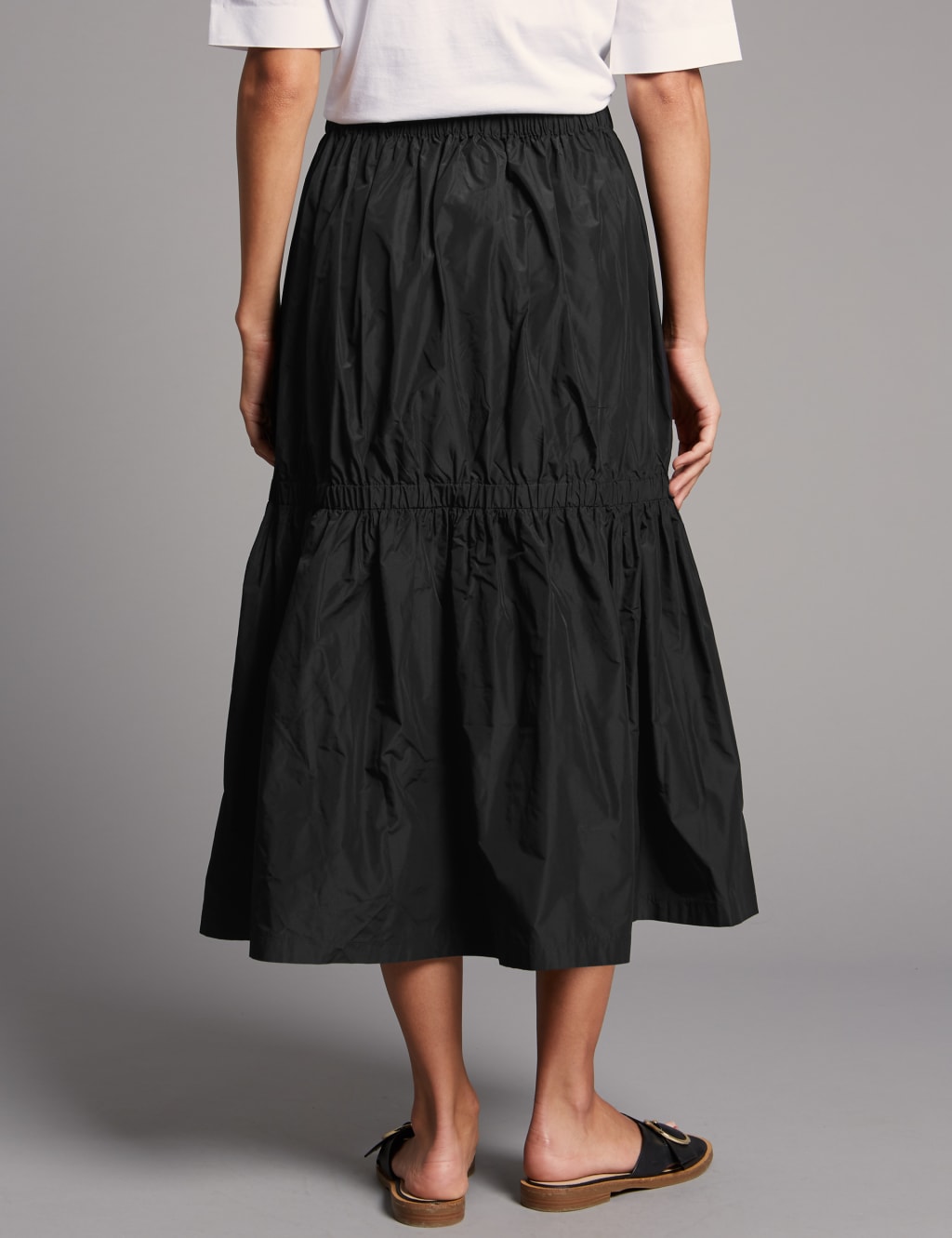 Taffeta Drop Waist Full Midi Skirt 4 of 5