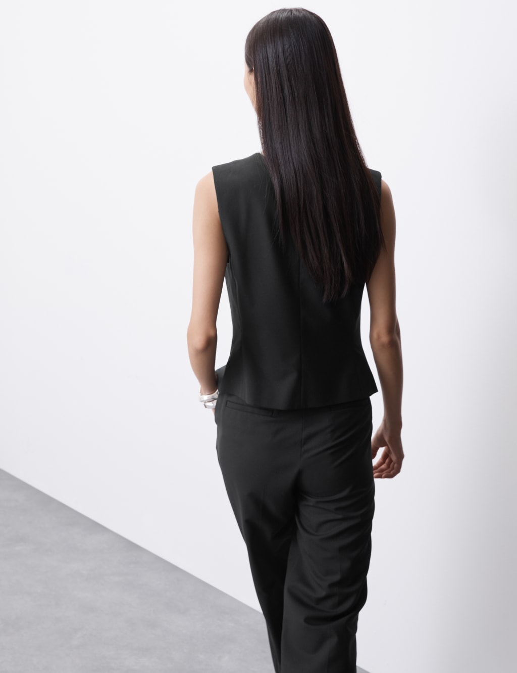 Wool Blend Tailored Waistcoat with Silk Autograph M S